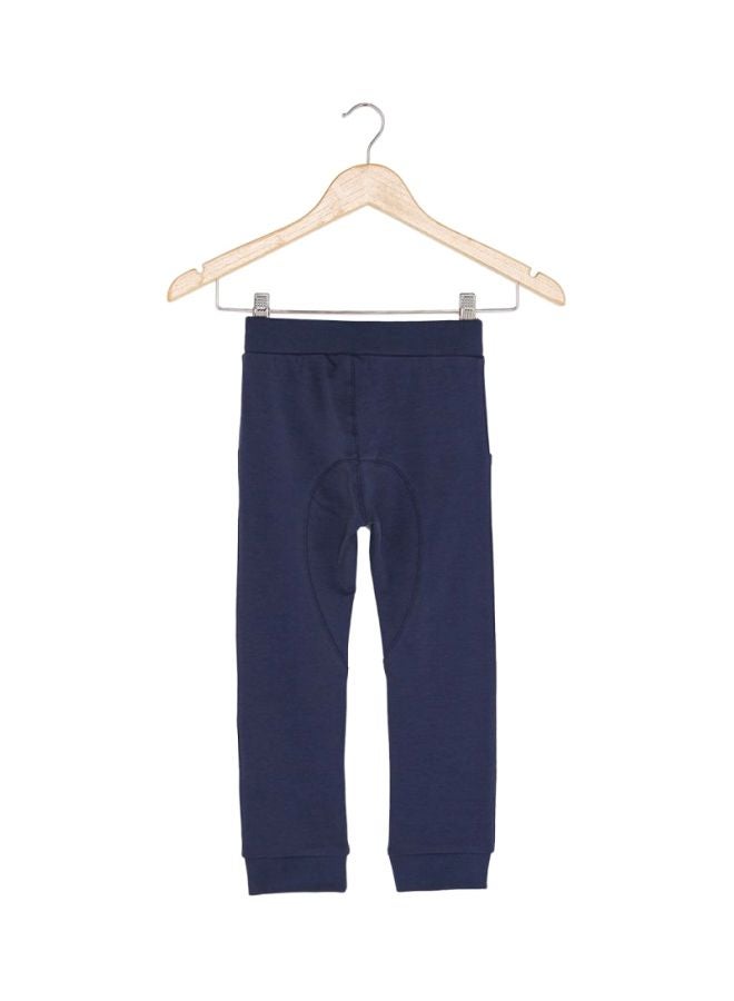 Solid Design Drawstring Sweatpants Blue