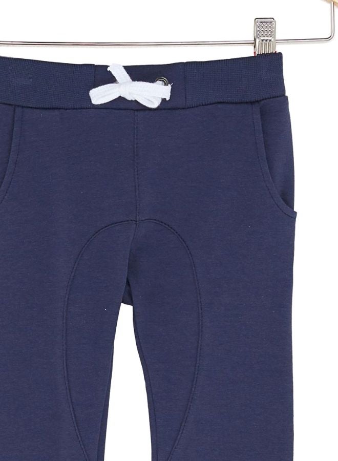 Solid Design Drawstring Sweatpants Blue