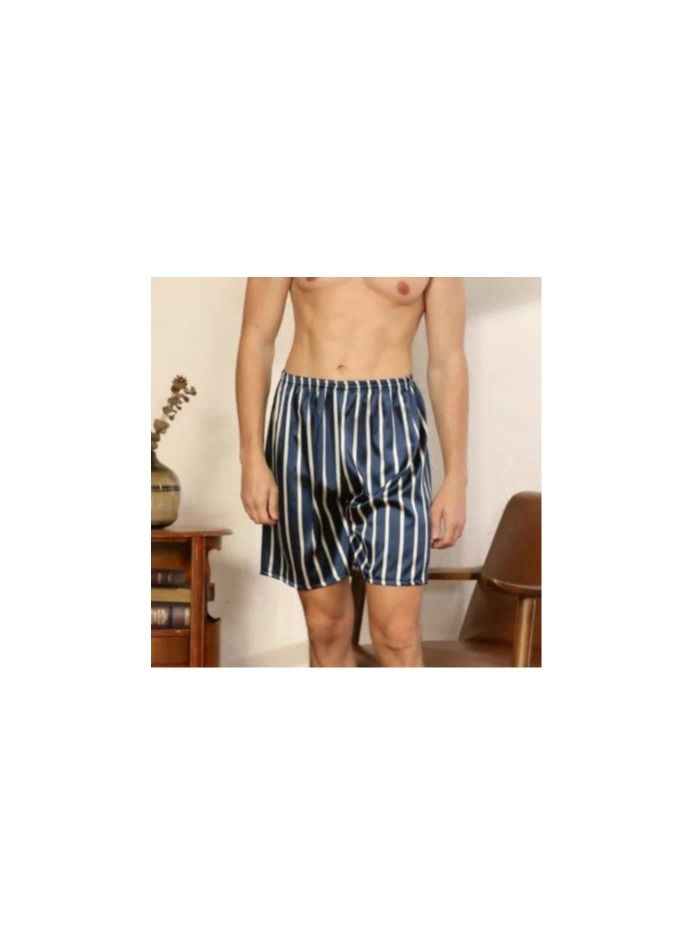 Printed Silk Pyjama Shorts Blue