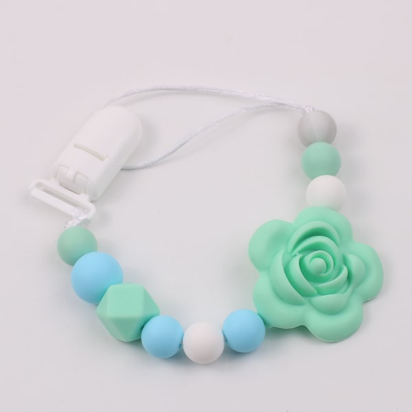Floral Silicone Baby Pacifier Clip Chain