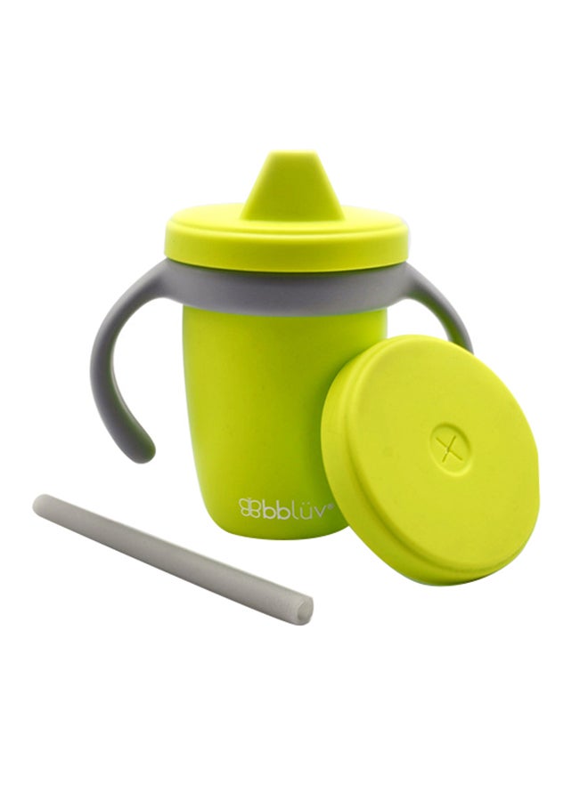 4 In 1 Silicone Toddler Sippy Cup With Food Grade Lid And Straw, Lime