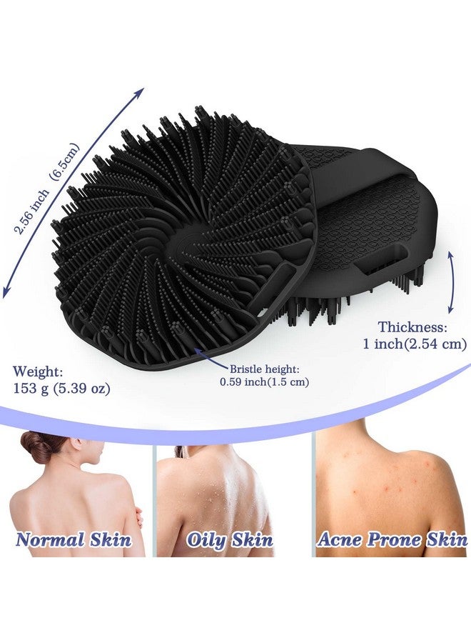 Silicone Body Scrubber Shower Brush Upgrade Superexfoliating Shower Scrubber With Nonslip Hand Strap For All Skin Types Silicone Body Buffer For Use In Shower With A Free Hook (Black)