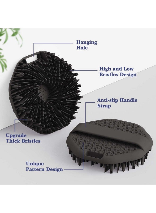 Silicone Body Scrubber Shower Brush Upgrade Superexfoliating Shower Scrubber With Nonslip Hand Strap For All Skin Types Silicone Body Buffer For Use In Shower With A Free Hook (Black)