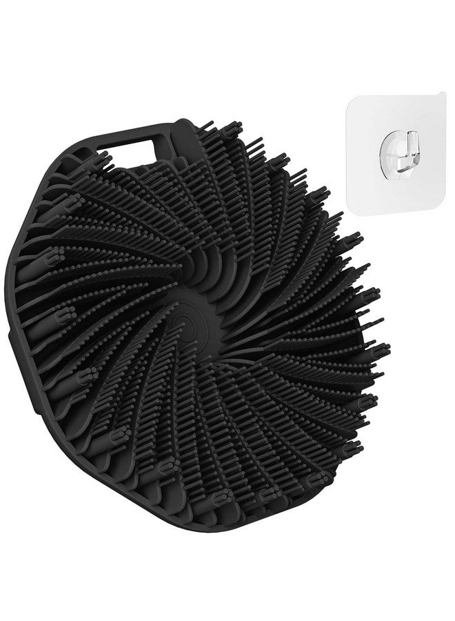 Silicone Body Scrubber Shower Brush Upgrade Superexfoliating Shower Scrubber With Nonslip Hand Strap For All Skin Types Silicone Body Buffer For Use In Shower With A Free Hook (Black)