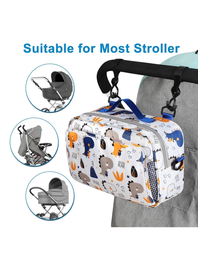Stroller Organizer, Universal Stroller Cup Holder Organizer Caddy with Insulated Cup Holder Pocket, Dual Purpose Large Capacity Stroller Organizer