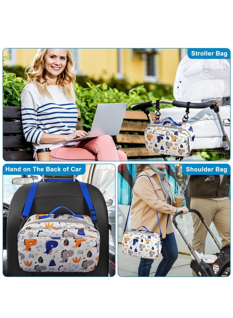 Stroller Organizer, Universal Stroller Cup Holder Organizer Caddy with Insulated Cup Holder Pocket, Dual Purpose Large Capacity Stroller Organizer