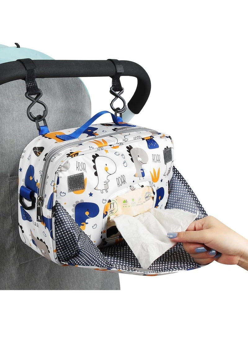 Stroller Organizer, Universal Stroller Cup Holder Organizer Caddy with Insulated Cup Holder Pocket, Dual Purpose Large Capacity Stroller Organizer