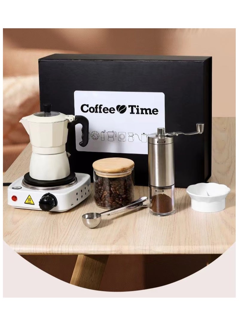Pouring coffee machine six piece set with black gift box packaging