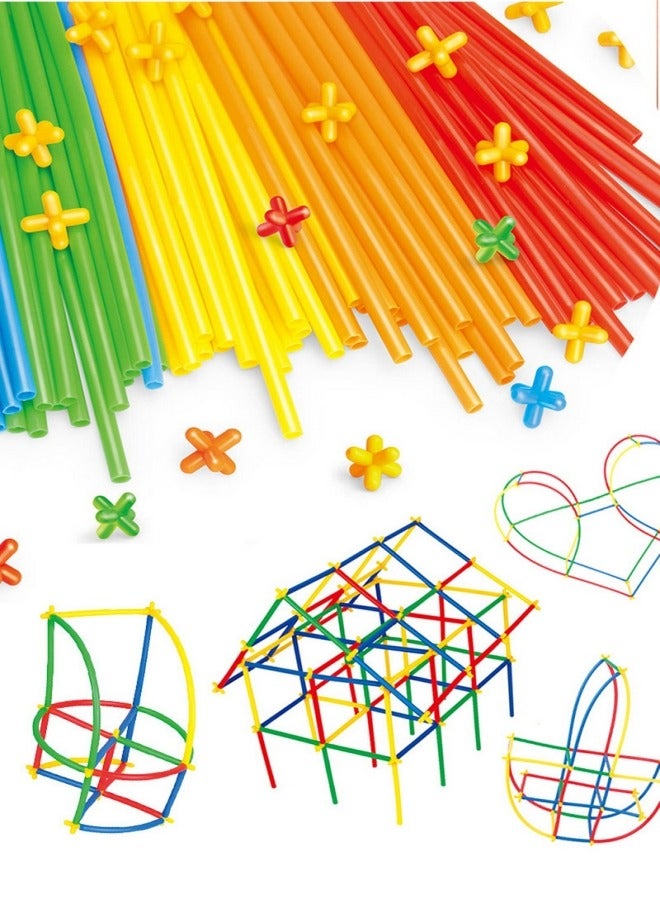 400-Piece Manual DIY Splicing Of Building Blocks Toy, Children's 4D Space Straw Toys, Interlocking Plastic Toy Set