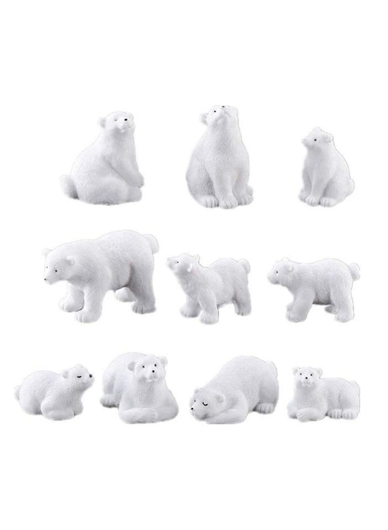 Mini Polar Bear Realistic Animals Figures Animals Miniature Resin Mini Polar Bear Figurine Fairy Cake Toppers Party Birthday Gifts Garden Micro Landscape Decoration, 20 Pcs