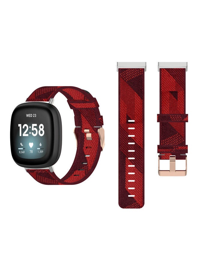 Buckle Nylon Replacement Band For Fitbit Versa 3/Sense Red Pattern