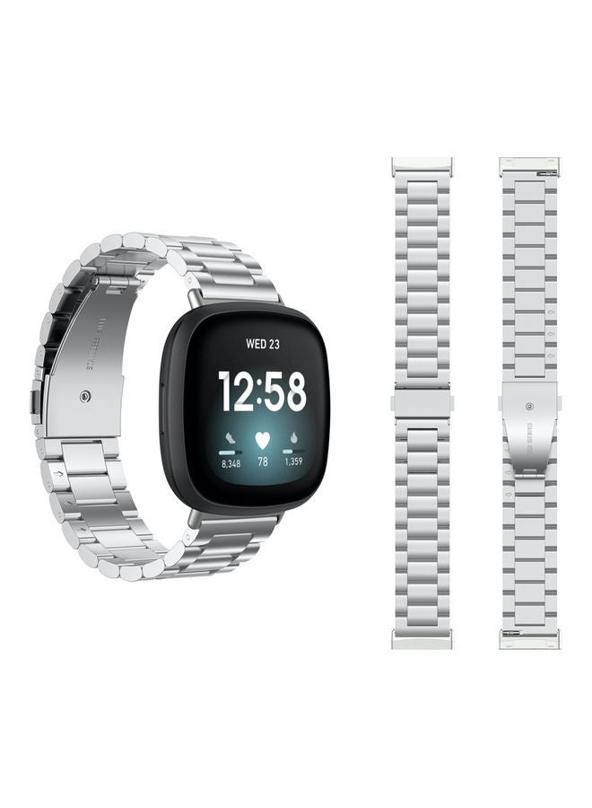 Stainless Steel Replacement Band For Fitbit Versa 3 Silver