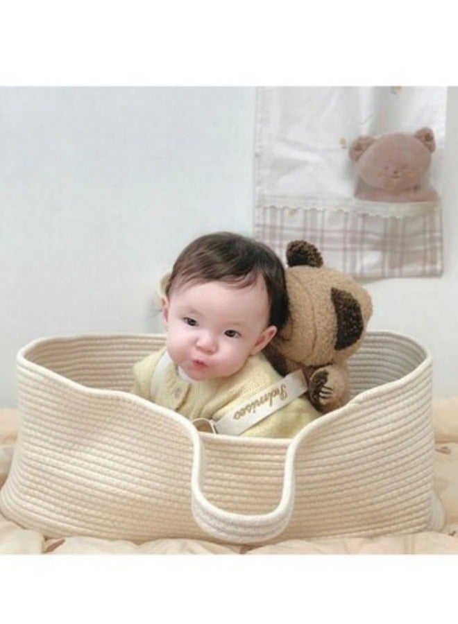 Portable Woven Baby Carrying Basket Nordic Cotton Rope Baby Carrying Basket
