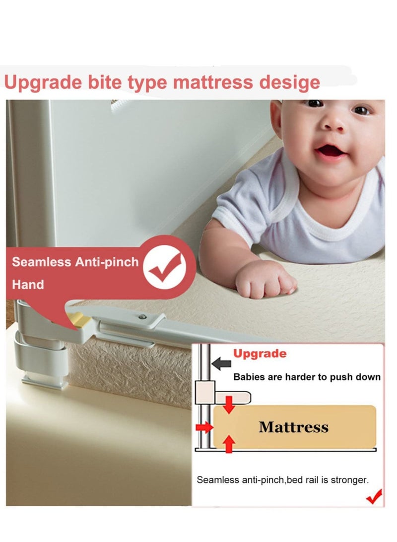 1-Piece Height Adjustable Toddler Bed Rail Guard Anti Fall Baby Bed Rail Guard Breathable Mesh with Dual Lockable Buckle 150CM