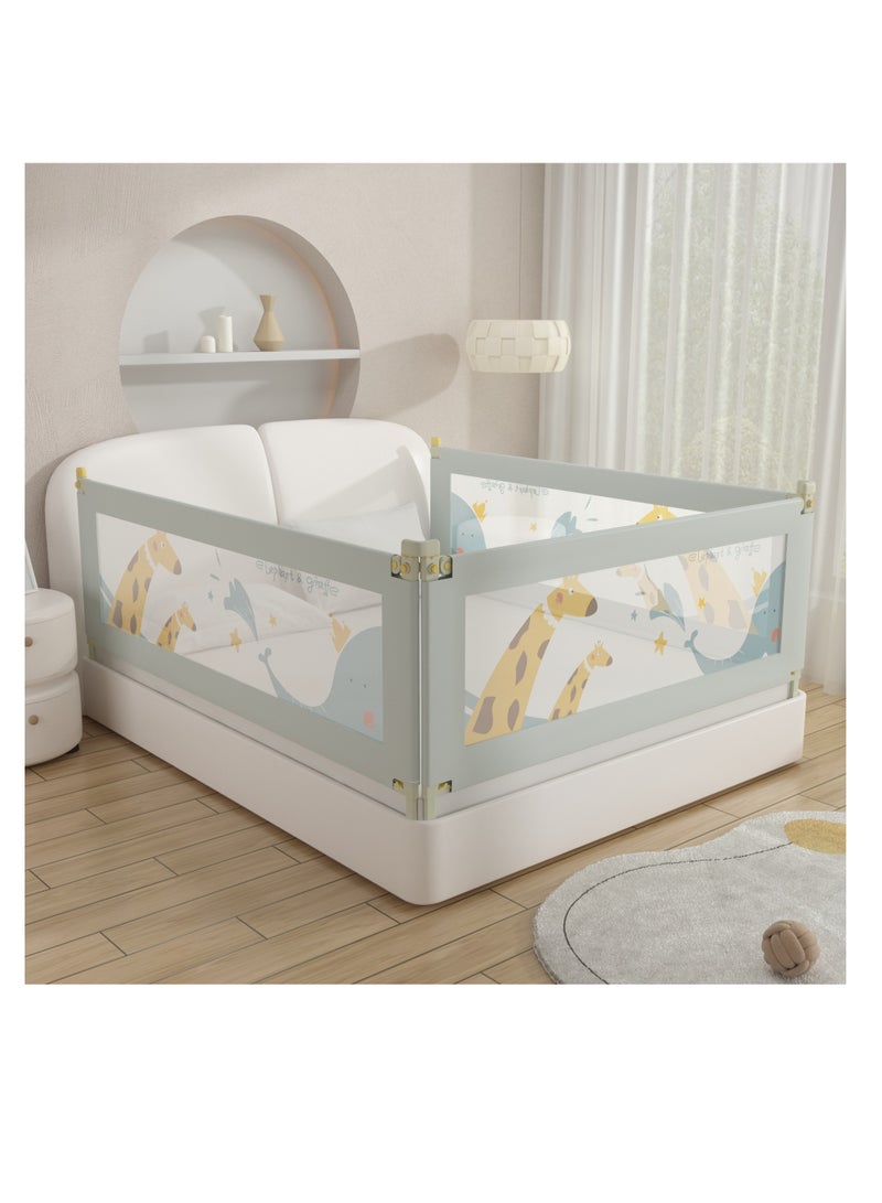 1-Piece Height Adjustable Toddler Bed Rail Guard Anti Fall Baby Bed Rail Guard Breathable Mesh with Dual Lockable Buckle 200CM