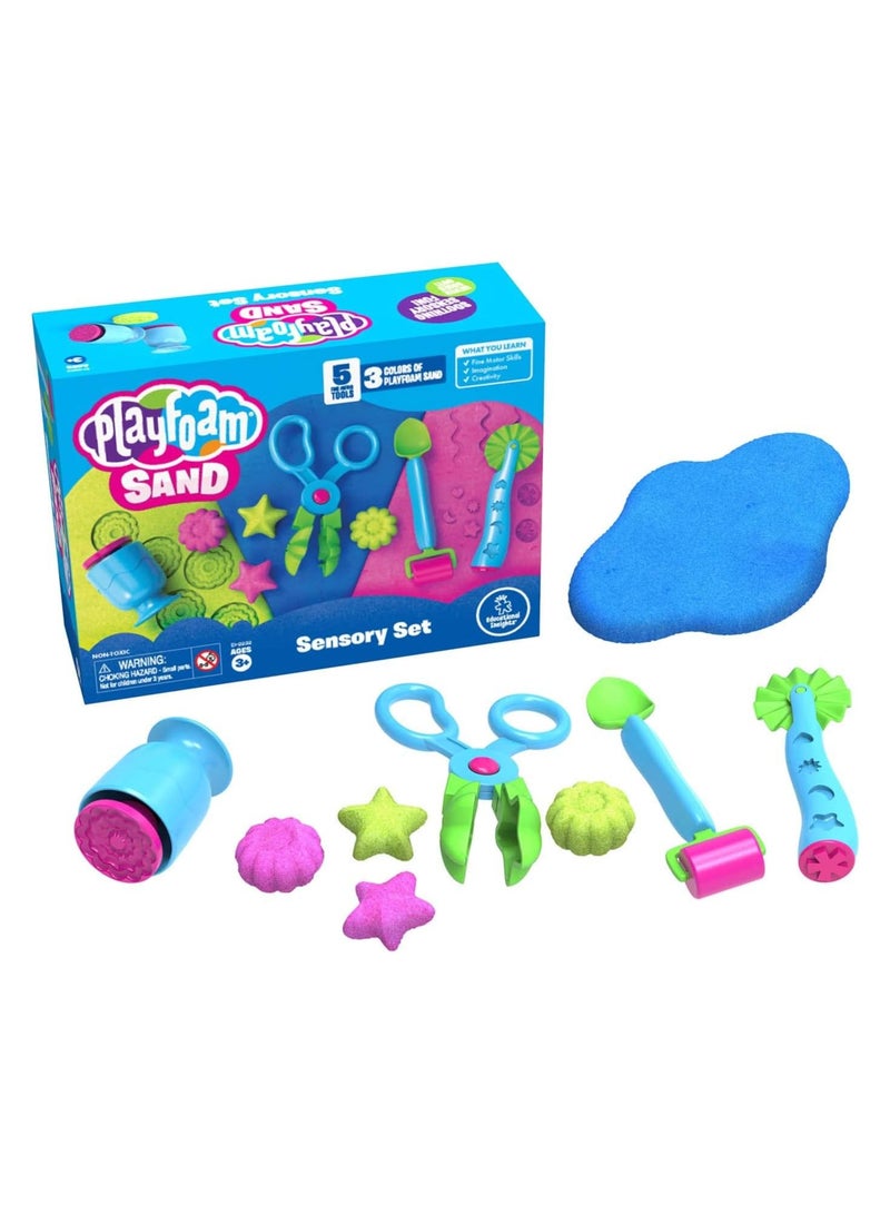 Learning Resources Playfoam Sand Sensory Set, Play Sand Toy in 3 Colours and with 5 Instruments, Play Sand for Kneading, Mixing and Shaping, 3+