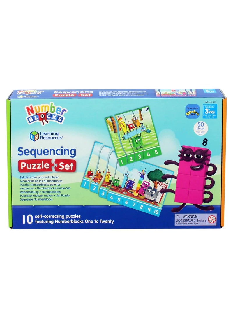 Numberblocks Sequencing Puzzle Set, Numberblocks Jigsaw Puzzle, Maths Jigsaw Puzzle, 10 Double-Sided Educational Puzzles in a Box (20 Puzzles), Ages 3+