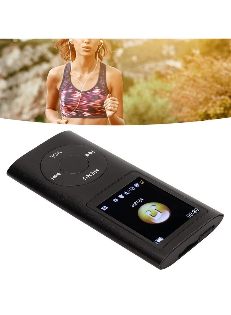 MP3 Player Music Player Supports Up To 64GB Slim Classic Digital 1 8in LCD Screen Mini USB Port With FM Radio Voice Recorder Speaker Lossless Sound Earphones Included (Black)