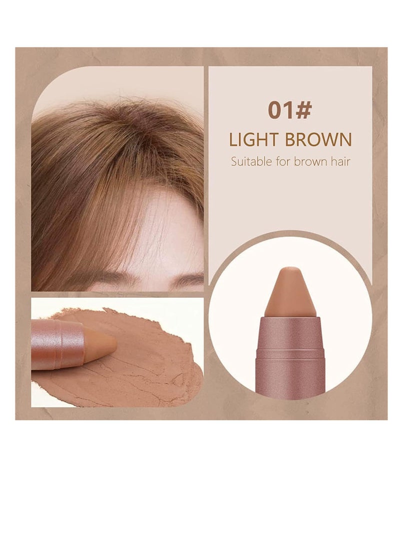 Hairline Filler Pen Hair Line Shadow Powder Stick Volumizing Fill In Receding Lines Bald Spots Wide Parts Forehead Side Double Ended Root Dye light brown