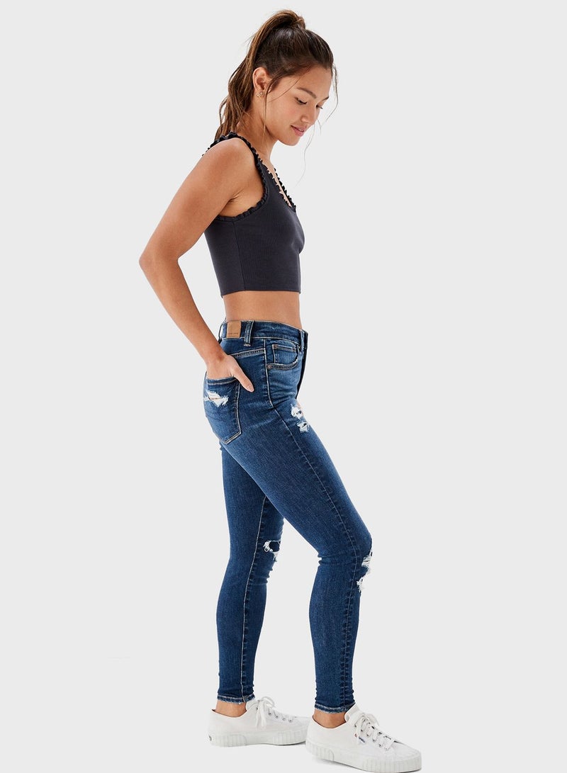 High Waist Ripped Jeggings