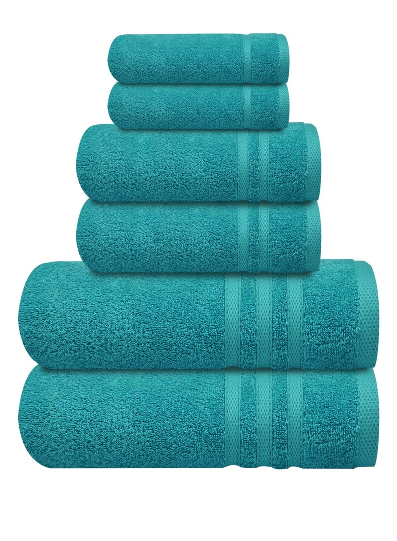 Premium Teal Bath Towel Set - 100% Turkish Cotton 2 Bath Towels, 2 Hand Towels, 2 Washcloths - Soft, Absorbent, Durable – Quick Dry - Perfect for Daily Use by Infinitee Xclusives