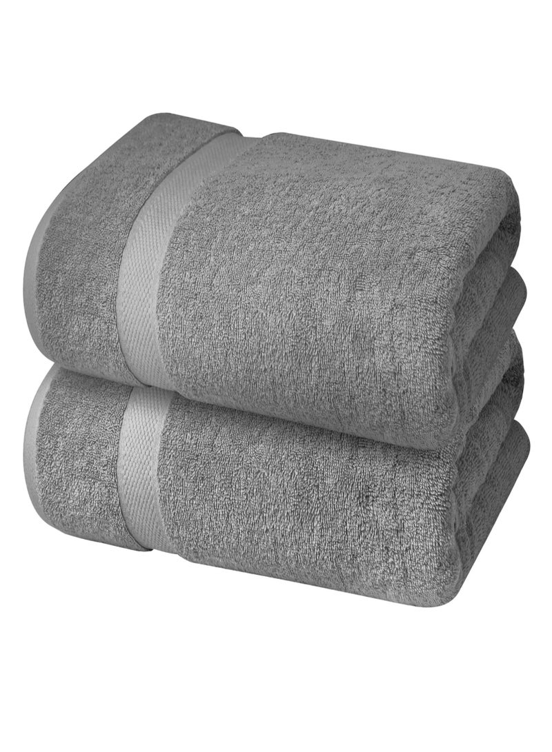 Premium Grey Bath Sheets – Pack of 2, 90cm x 180cm Large Bath Sheet Towel - 100% Cotton Ultra Soft and Absorbent Oversized Towels for Bathroom, Hotel & Spa Quality Towel by Infinitee Xclusives