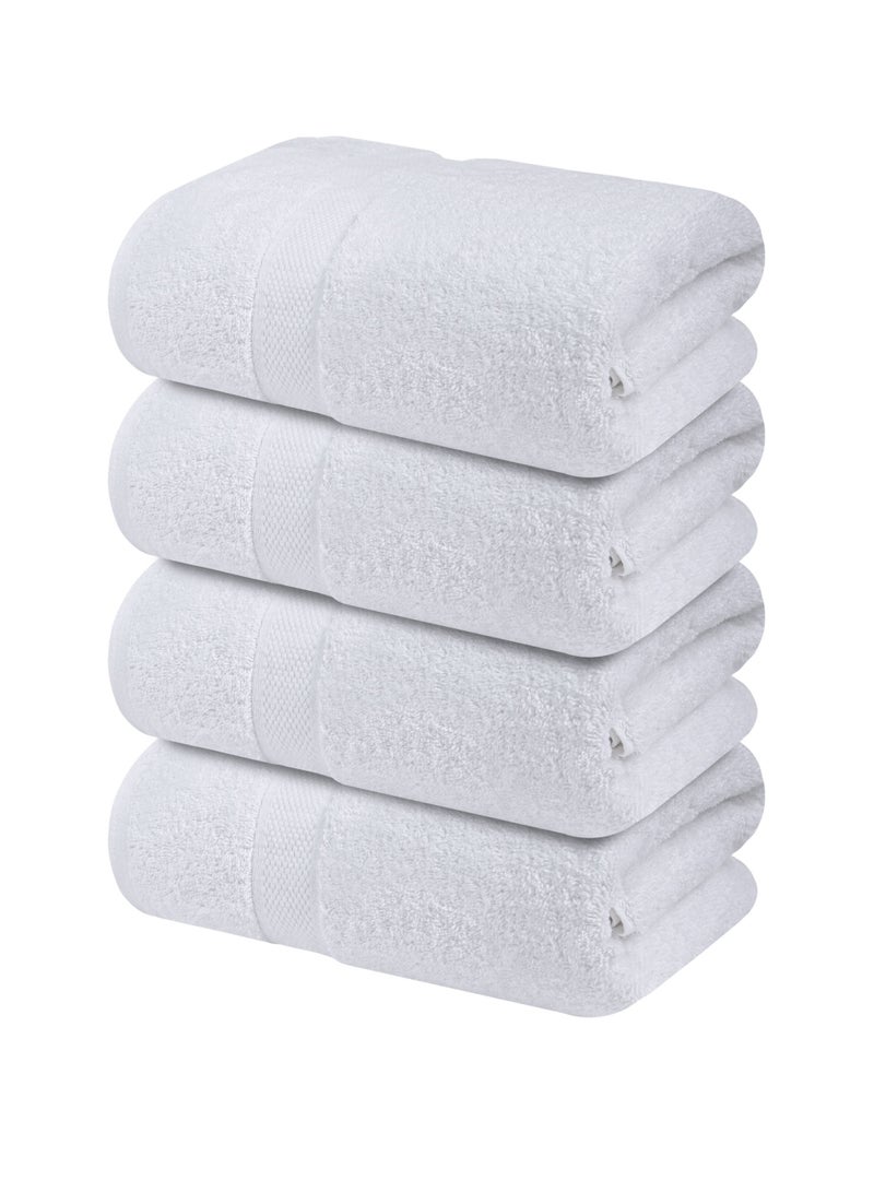 Premium Bath Towels Set Pack of 4-100% Ring Spun Cotton Towels - White Bath Towels 68cm x 137cm - Soft Feel, Quick Dry, Highly Absorbent Durable Towels, Perfect for Daily Use by Infinitee Xclusives