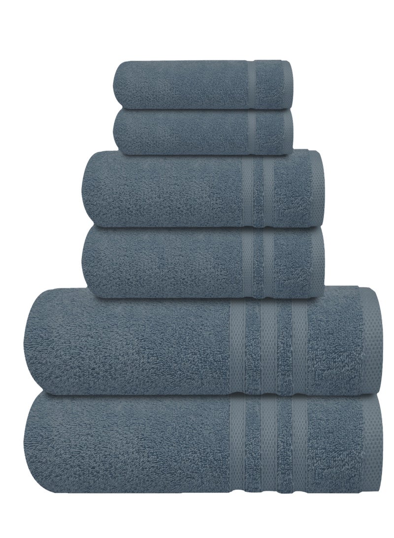 Premium Blue Bath Towel Set - 100% Turkish Cotton 2 Bath Towels, 2 Hand Towels, 2 Washcloths - Soft, Absorbent, Durable – Quick Dry - Perfect for Daily Use by Infinitee Xclusives