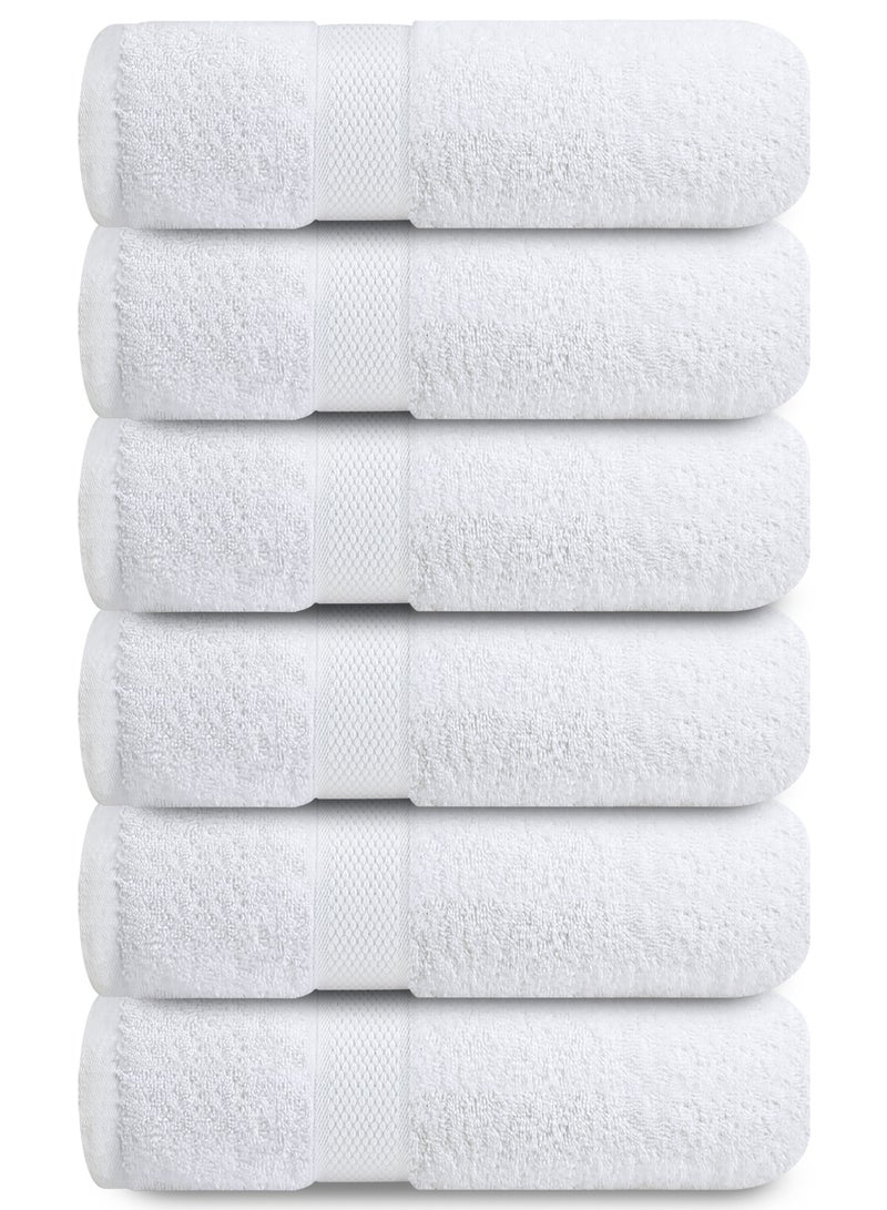 Premium White Hand Towels - Pack of 6, 41cm x 71cm Bathroom Hand Towel Set, Hotel & Spa Quality Hand Towels for Bathroom, Highly Absorbent and Super Soft Bathroom Towels by Infinitee Xclusives