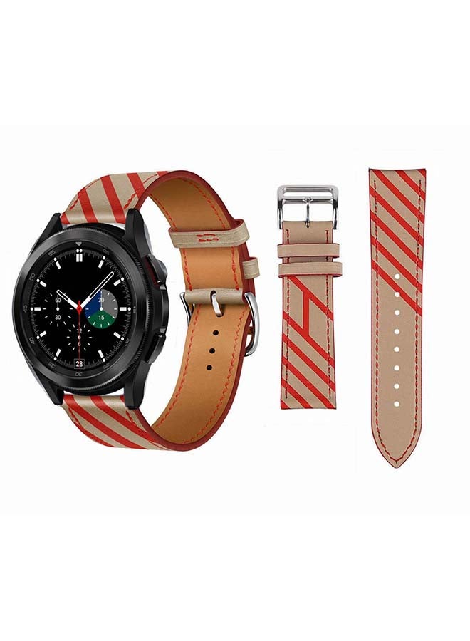 Genuine Leather Replacement Band for Samsung Galaxy Watch4 42/46mm Red/Brown