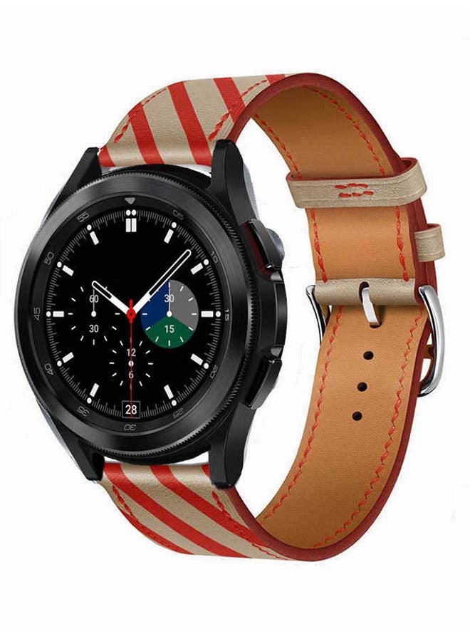 Genuine Leather Replacement Band for Samsung Galaxy Watch4 42/46mm Red/Brown