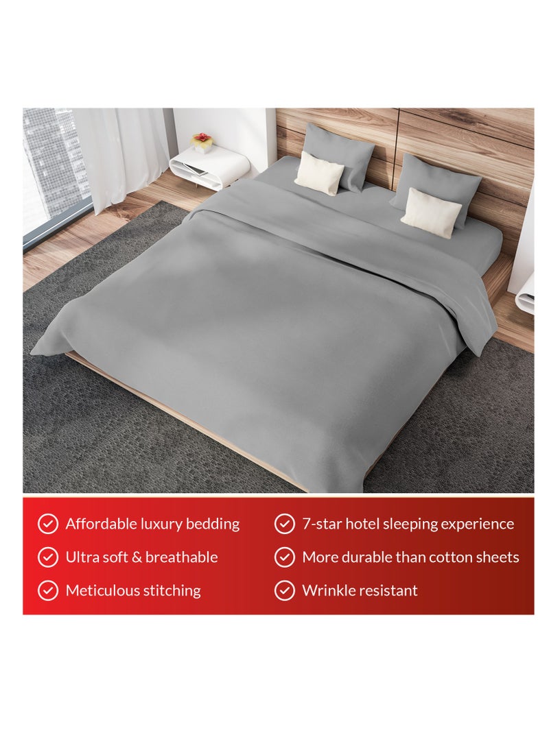 Premium Grey King Sheets Set - 1800 TC Series 4 Piece Bed Sheets - Soft Brushed Microfiber Fabric - 16 Inches Deep Pockets Sheets Wrinkle Free & Fade Resistant by Infinitee Xclusives