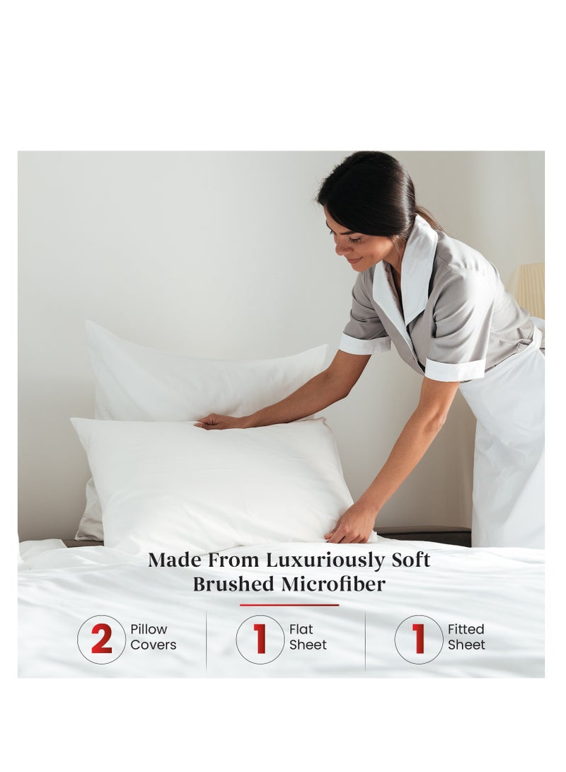 Premium White King Sheets Set - 1800 TC Series 4 Piece Bed Sheets - Soft Brushed Microfiber Fabric - 16 Inches Deep Pockets Sheets Wrinkle Free & Fade Resistant by Infinitee Xclusives