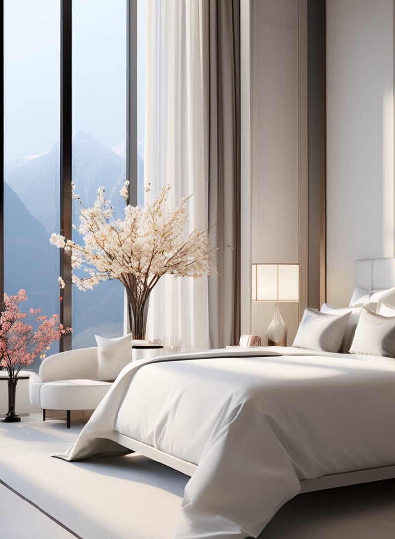 Raymond Home King Flat Sheet Bedsheet 210 Thread Count Luxurious Mercerized 100% Cotton Bedding Solid Bed Linen with 2 Pillow Case - White (2.24M x 2.54  M)