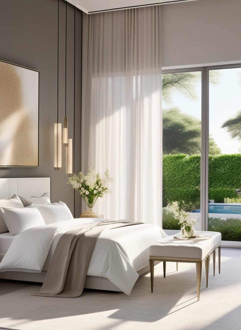 Raymond Home King Flat Sheet Bedsheet 210 Thread Count Luxurious Mercerized 100% Cotton Bedding Solid Bed Linen with 2 Pillow Case - White (2.24M x 2.54  M)