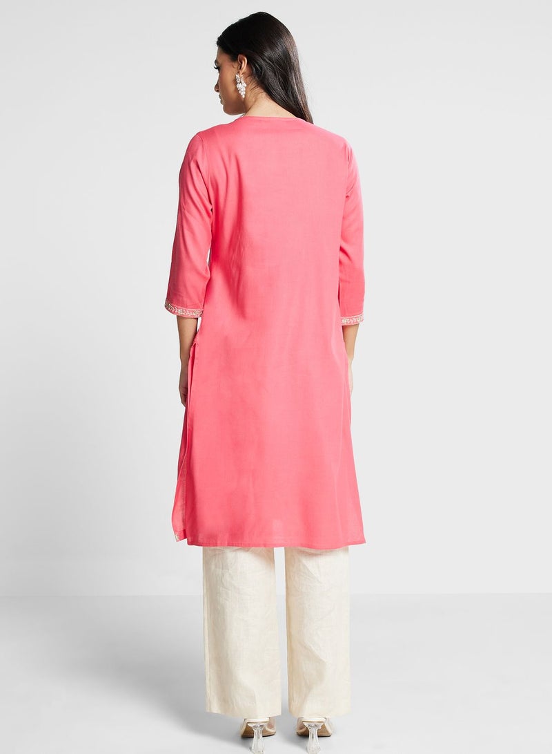 Embroidered Knitted Kurti