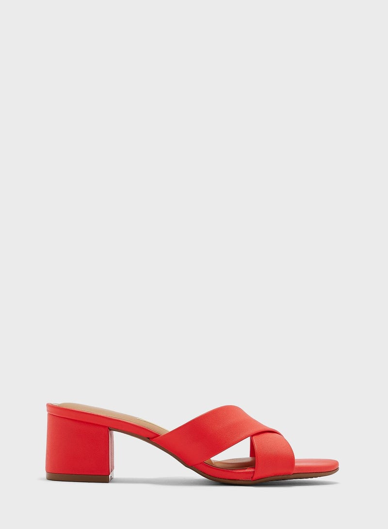 Stella Cross Strap Mid Heel Sandals