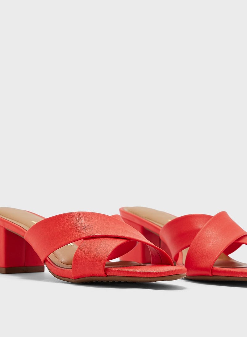Stella Cross Strap Mid Heel Sandals
