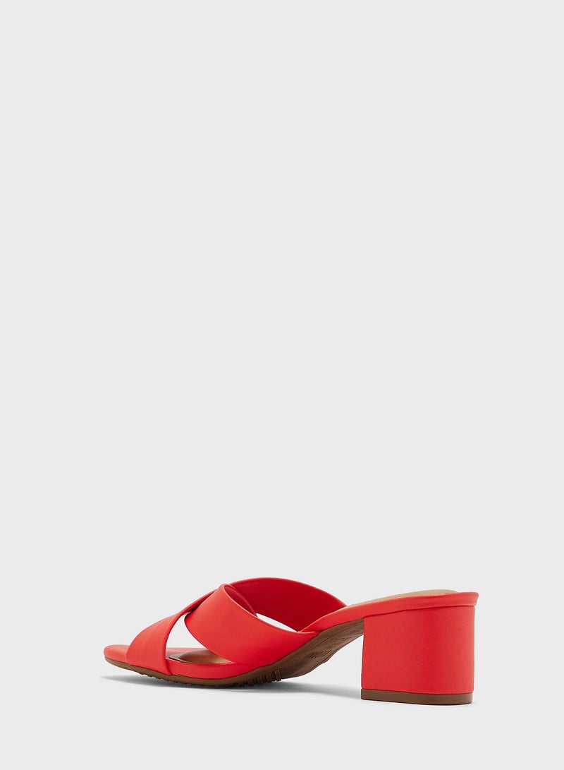 Stella Cross Strap Mid Heel Sandals