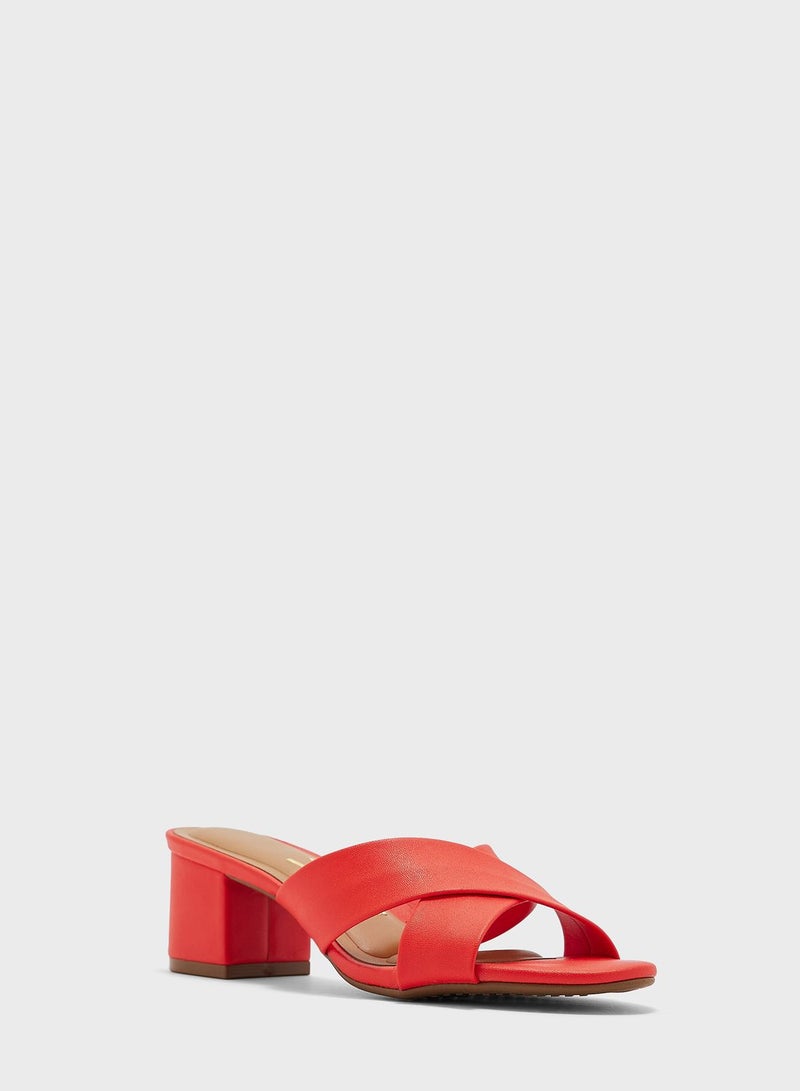 Stella Cross Strap Mid Heel Sandals