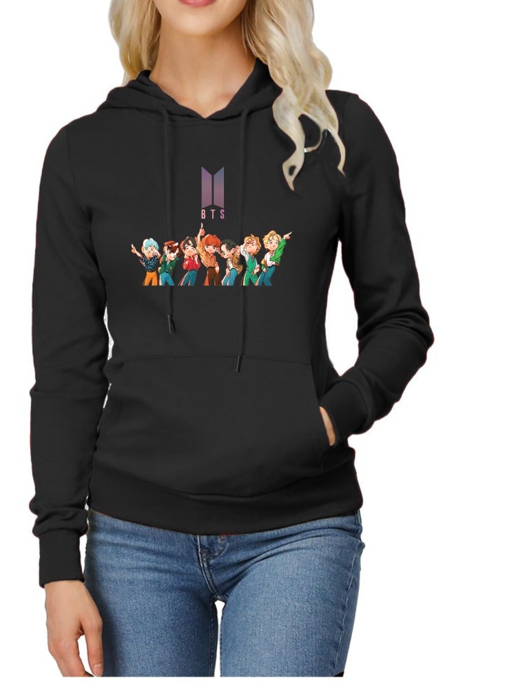 BTS Hoodie Long Sleeve for Women’s - Soft Cotton Pullover - BTS Hooded Sweatshirt with Drawstring and Pockets - Gift for BTS Fans