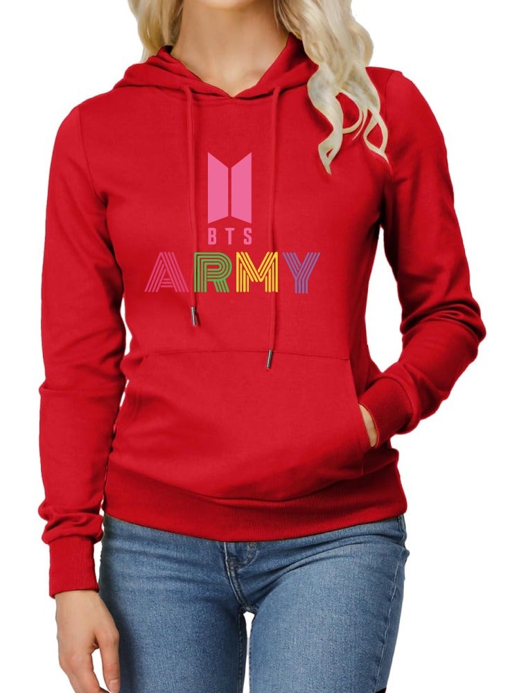BTS Hoodie Long Sleeve for Women’s - Soft Cotton Pullover - BTS Hooded Sweatshirt with Drawstring and Pockets - Gift for BTS Fans