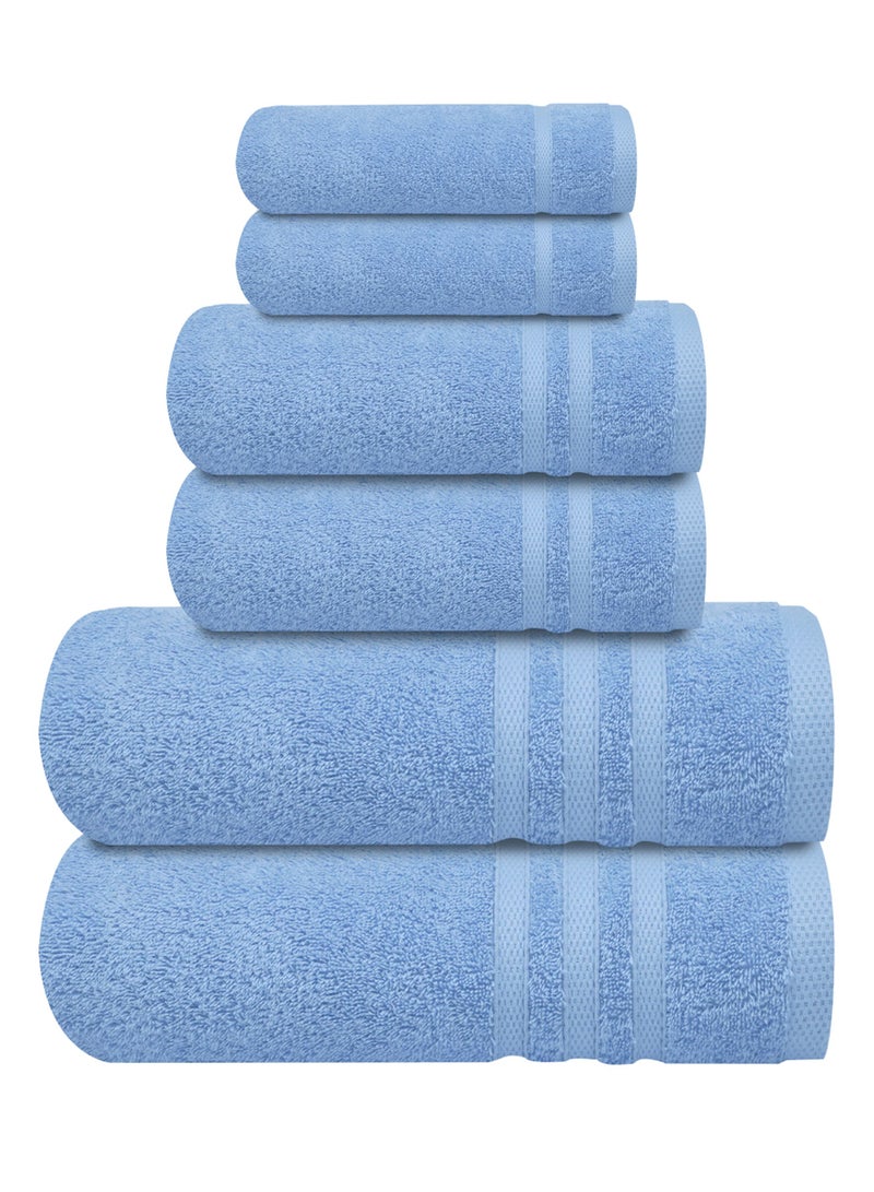 Premium Blue Bath Towel Set - 100% Turkish Cotton 2 Bath Towels, 2 Hand Towels, 2 Washcloths - Soft, Absorbent, Durable – Quick Dry - Perfect for Daily Use by Infinitee Xclusives