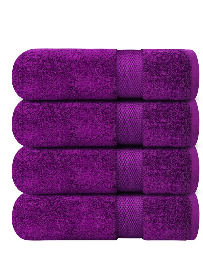 Premium Bath Towels Set Pack of 4-100% Ring Spun Cotton Towels - Purple Bath Towels 68cm x 137cm - Soft Feel, Quick Dry, Highly Absorbent Durable Towels, Perfect for Daily Use by Infinitee Xclusives