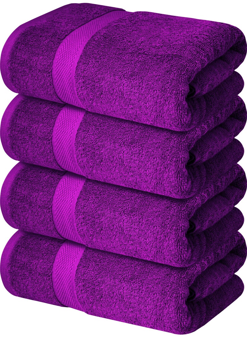 Premium Bath Towels Set Pack of 4-100% Ring Spun Cotton Towels - Purple Bath Towels 68cm x 137cm - Soft Feel, Quick Dry, Highly Absorbent Durable Towels, Perfect for Daily Use by Infinitee Xclusives