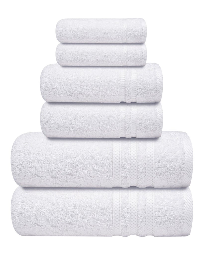 Premium White Bath Towel Set - 100% Turkish Cotton 2 Bath Towels, 2 Hand Towels, 2 Washcloths - Soft, Absorbent, Durable – Quick Dry - Perfect for Daily Use by Infinitee Xclusives