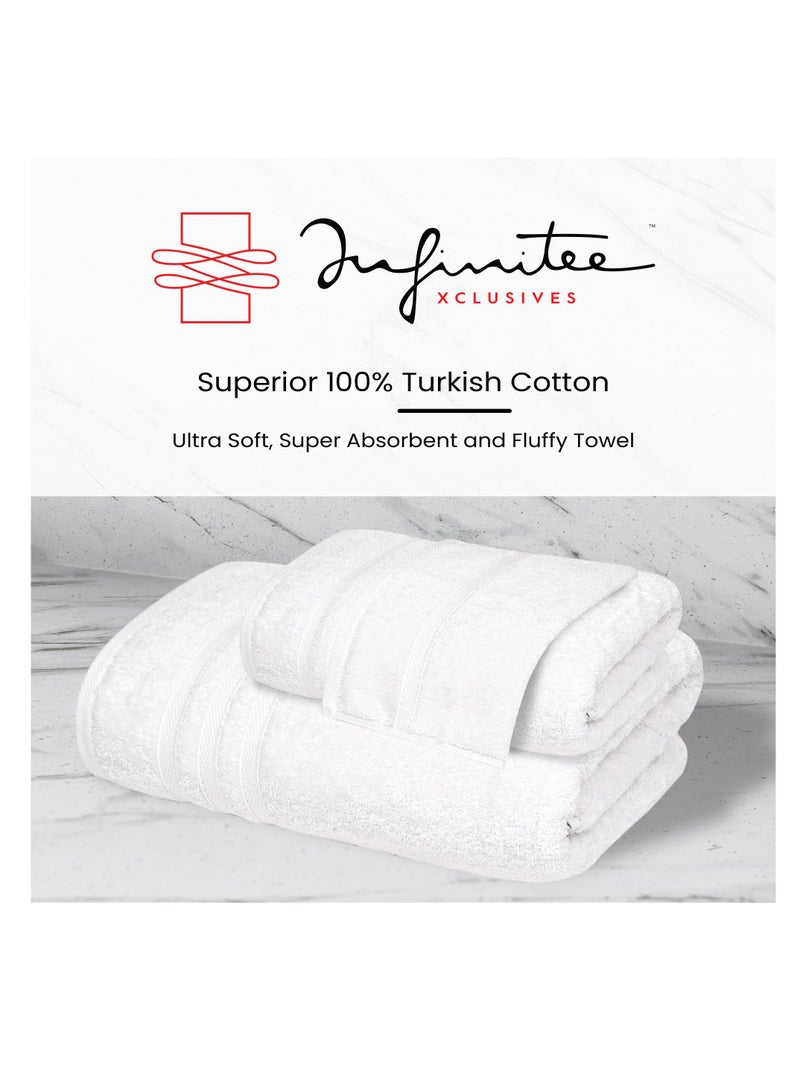 Premium White Bath Towel Set - 100% Turkish Cotton 2 Bath Towels, 2 Hand Towels, 2 Washcloths - Soft, Absorbent, Durable – Quick Dry - Perfect for Daily Use by Infinitee Xclusives