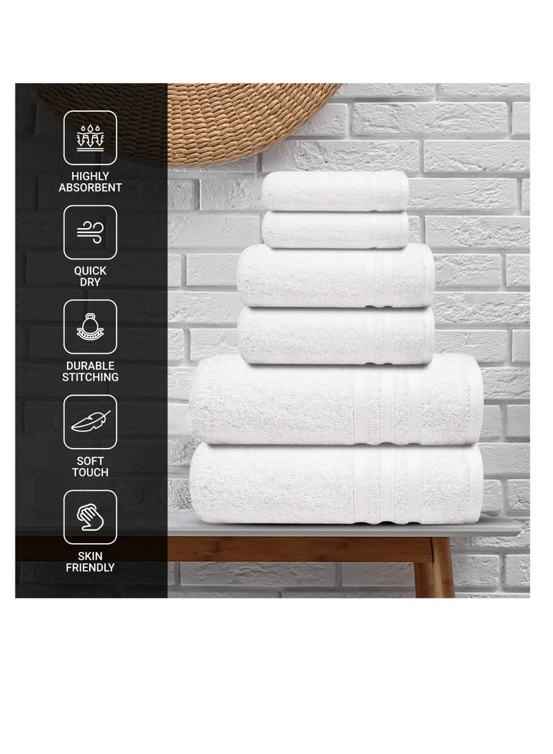 Premium White Bath Towel Set - 100% Turkish Cotton 2 Bath Towels, 2 Hand Towels, 2 Washcloths - Soft, Absorbent, Durable – Quick Dry - Perfect for Daily Use by Infinitee Xclusives