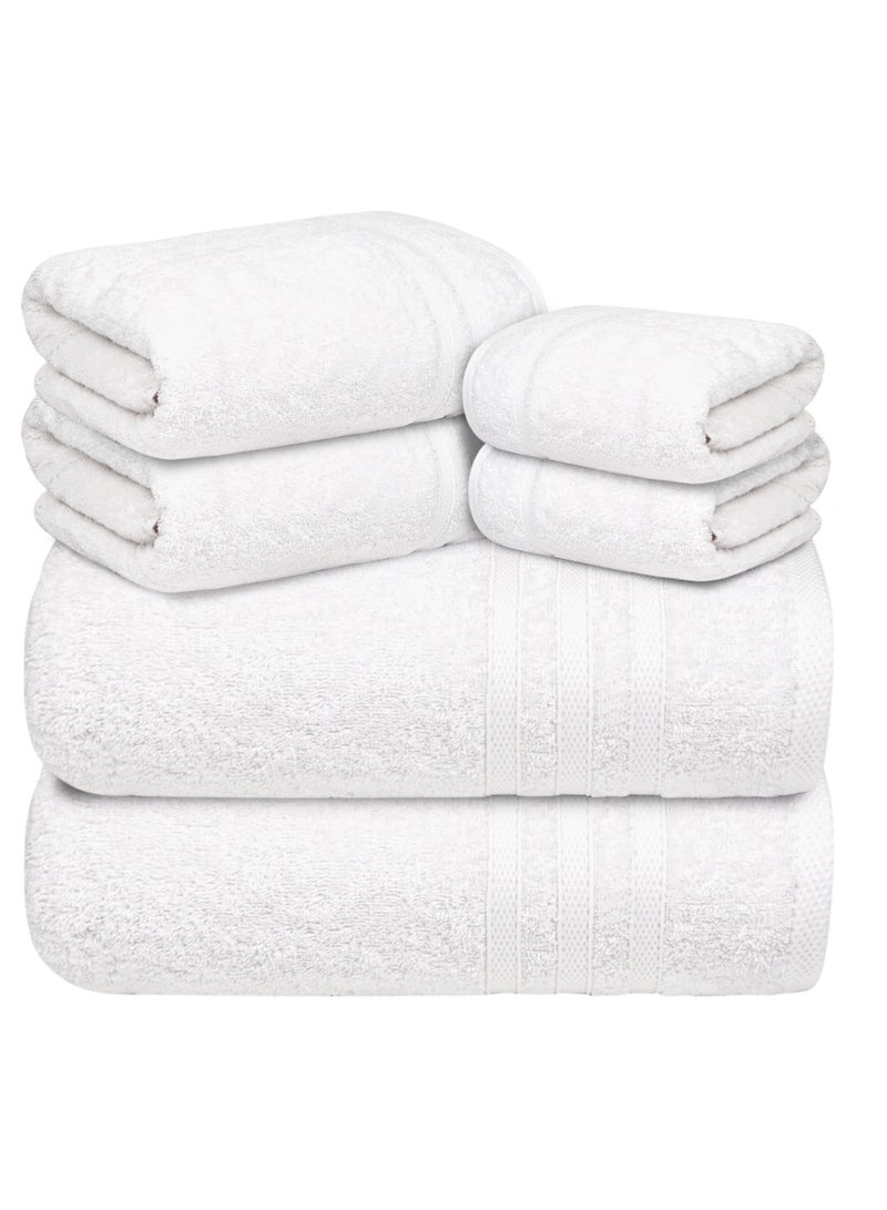 Premium White Bath Towel Set - 100% Turkish Cotton 2 Bath Towels, 2 Hand Towels, 2 Washcloths - Soft, Absorbent, Durable – Quick Dry - Perfect for Daily Use by Infinitee Xclusives