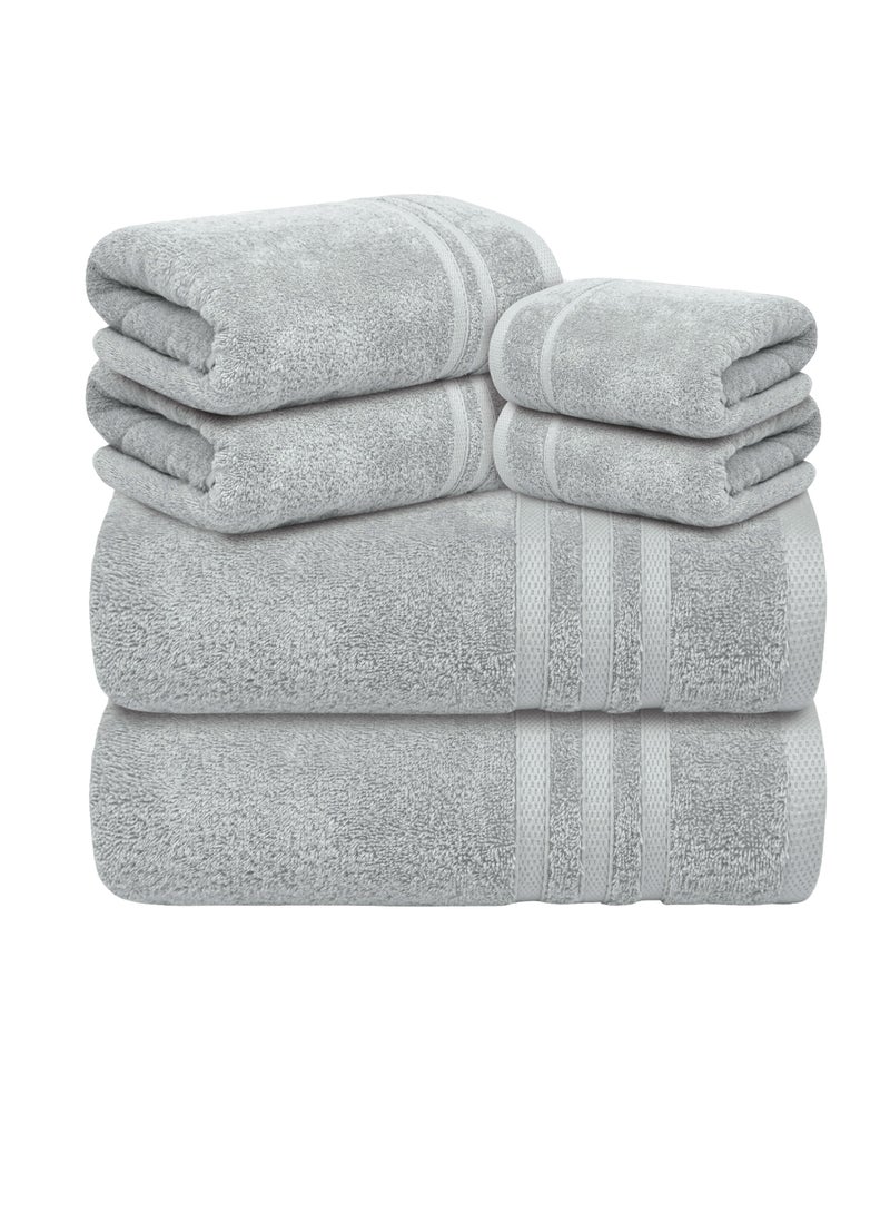 Premium Grey Bath Towel Set - 100% Turkish Cotton 2 Bath Towels, 2 Hand Towels, 2 Washcloths - Soft, Absorbent, Durable – Quick Dry - Perfect for Daily Use by Infinitee Xclusives